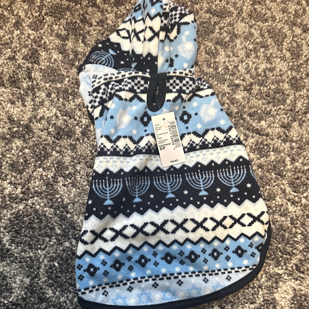 Hanukkah Blue and White Patterned Dog Hoodie